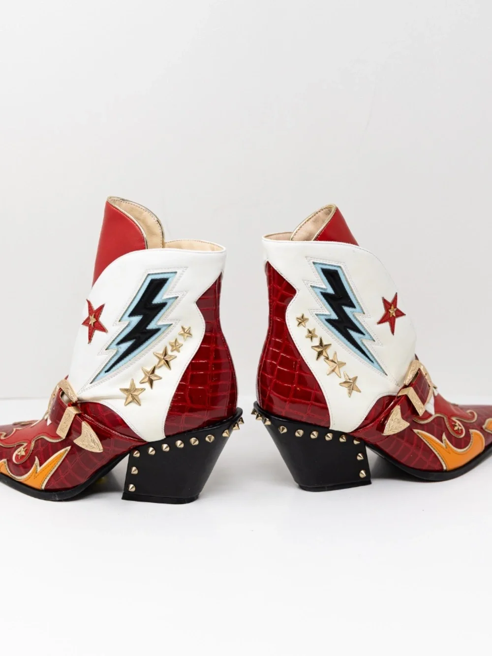 NEW Azalea Wang Channing Faux Vegan Leather Multi Color Western Booties Shoes 7 - Picture 3 of 4